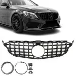 Panamericana GT-style Front Grille for Mercedes-Benz W205 / S205 / C205 (14-21), glossy black