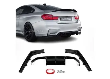 V-style Rear bumper Diffuser for BMW F80 / F82 / F83, glossy black