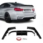 V-style Rear bumper Diffuser for BMW F80 / F82 / F83, glossy black