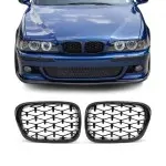 Diamond Front kidney Grille set for BMW E39 (95-03), glossy black