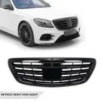 S65-style Front Grille for Mercedes-Benz W222 (13-20) without Night View Assist, glossy black