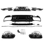 C63-style Rear bumper Diffuser + Exhaust Tips set for Mercedes W205 / S205 (14-21) with AMG-line, glossy black