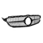 Diamond Front Grille for Mercedes-Benz W205 / S205 / C205 (14-18) pre-facelift, without camera, chrome + black