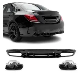 C63-style Rear bumper Diffuser + Exhaust Tips set for...