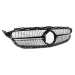 Diamond Front Grille for Mercedes-Benz W205 / S205 / C205 (18-21) facelift, with camera, chrome + black