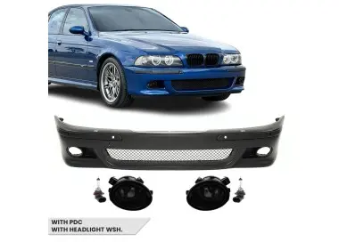 M Pack Front Bumper for BMW E39, with PDC and headlight washers, with smoked fog lights
