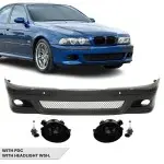 M Pack Front Bumper for BMW E39, with PDC and headlight washers, with smoked fog lights