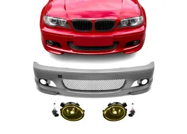 M-Tech Front Bumper for BMW E46 (99-06) coupe / cabrio, with yellow fog lights