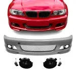 M-Tech Front Bumper for BMW E46 (99-06) coupe / cabrio, with smoked fog lights