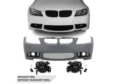 M3 style Front Bumper for BMW E90 / E91 (05-08), without PDC, without washer holes, with smoked fog lights