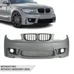 1M style Front Bumper for BMW E81 / E82 / E87 / E88 (04-13), without PDC and without washer holes