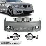 1M style Front Bumper for BMW E81 / E82 / E87 / E88 (04-13), without PDC and without washer holes, with fog lights