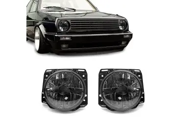 Headlights with crosses for VW Golf MK2 (84-91), smoked
