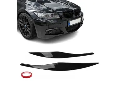 Headlight Eyebrows / Trims set for BMW E90 / E91 (05-11), glossy black