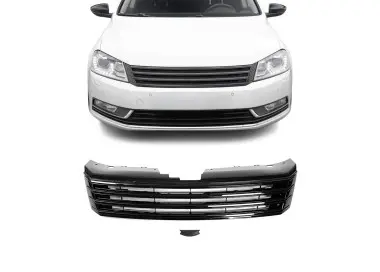 Badgeless grille for VW Passat B7 (10-15), glossy black