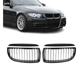 Kidney grille for BMW E90 / E91 (05-08), glossy black