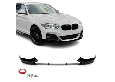 Performance Front bumper Lip spoiler for BMW F20 / F21 LCI M Sport (15-19), glossy black - V2 EXTRA-STRONG VERSION