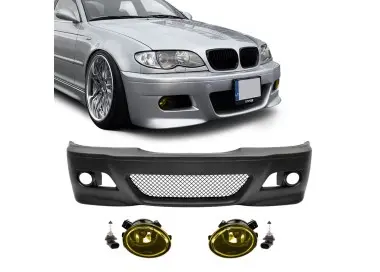 M3 style Front Bumper for BMW E46 sedan / touring / coupe (98-05), with yellow fog lights