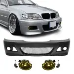 M3 style Front Bumper for BMW E46 sedan / touring / coupe (98-05), with yellow fog lights