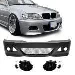 M3 style Front Bumper for BMW E46 sedan / touring / coupe (98-05), with smoked fog lights