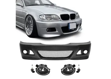 M3 style Front Bumper for BMW E46 sedan / touring / coupe (98-05), with clear fog lights