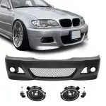 M3 style Front Bumper for BMW E46 sedan / touring / coupe (98-05), with clear fog lights