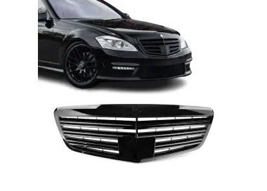 Front Grille for Mercedes-Benz W221 (09-13) with distronic cover, glossy black