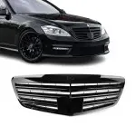 Front Grille for Mercedes-Benz W221 (09-13) with distronic cover, glossy black