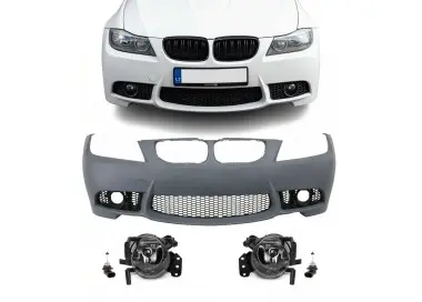 M3-style Front Bumper for BMW E90 / E91 LCI (08-11), with clear fog lights