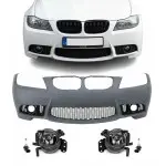 M3-style Front Bumper for BMW E90 / E91 LCI (08-11), with clear fog lights