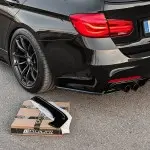 WR Rear Bumper Side Splitters - Flaps, set for BMW F30 / F31 with M Pack, glossy black