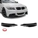 Front Bumper Splitters / Flaps, set for BMW E90 / E91 LCI M-Pack bumper, glossy black