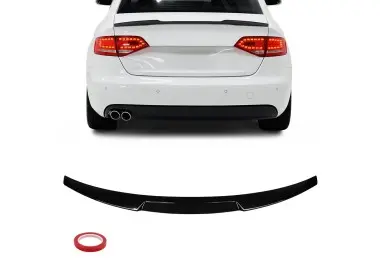 V style Trunk Spoiler for Audi A4 B8 sedan (08-15), glossy black