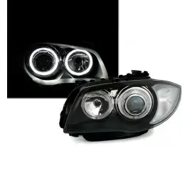 Headlights set with white angel eyes DEPO V2 for BMW...