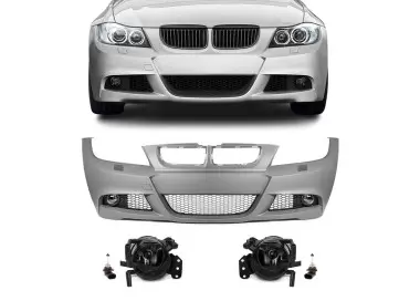 M-Pack LCI-look Front Bumper for BMW E90 / E91 PRE-LCI (05-08), with smoked fog lights