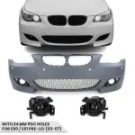 M5 look Front Bumper for BMW E60 / E61 PRE-LCI (03-07) with 24 mm PDC holes, with smoked fog lights