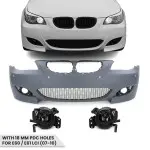 M5 look Front Bumper for BMW E60 / E61 LCI (07-10) with 18 mm PDC holes, with smoked fog lights