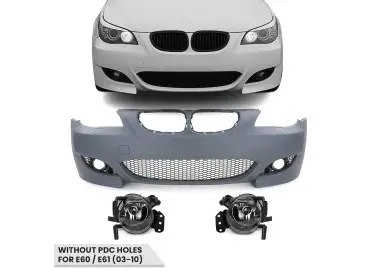 M5 look Front Bumper for BMW E60 / E61 (03-10) without PDC holes, with clear fog lights
