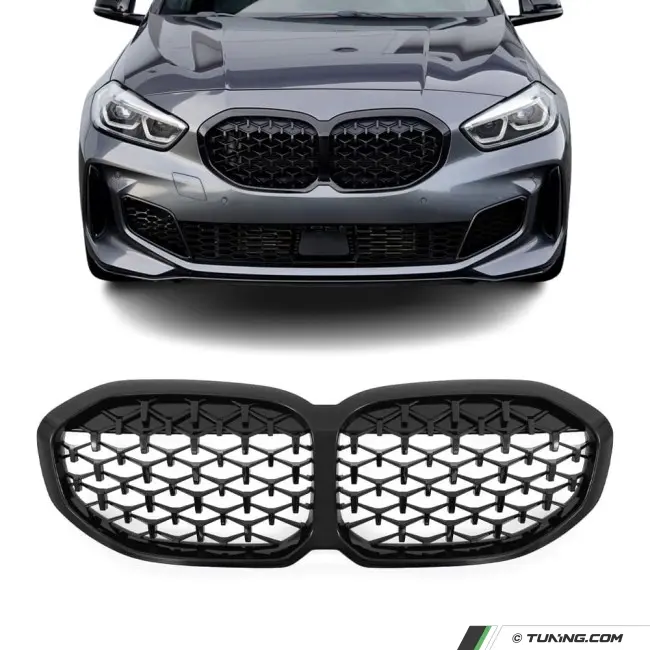 M140-style Front kidney Grille for BMW F40 (19-24), glossy black