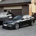 WR Front bumper Lip Spoiler for BMW E90 / E91 LCI M-Pack, glossy black, EXTRA-SRONG VERSION