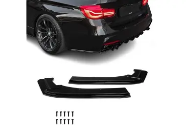 WR Rear Bumper Side Splitters - Flaps, set for BMW F30 / F31 with M Pack, glossy black
