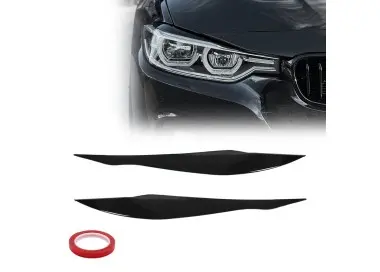 Headlight Eyebrows / Trims for BMW F30 / F31, glossy black