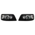 Headlights with Angel Eyes rings for VW T5 (03-09), black
