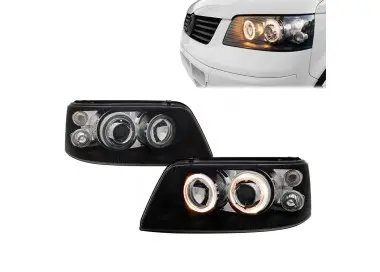 Headlights with Angel Eyes rings for VW T5 (03-09), black