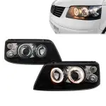 Headlights with Angel Eyes rings for VW T5 (03-09), black
