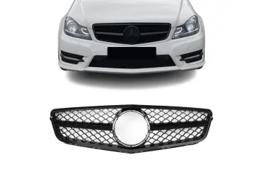 C63 style Front Grille for Mercedes W204 / S204 / C204 (07-14), glossy black