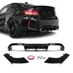 WR Rear bumper Diffuser for BMW M2 F87 (16-21), glossy black