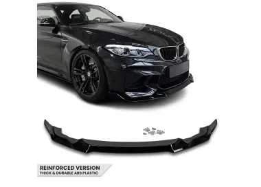 CS-style Front bumper Lip for BMW M2 F87 (16-21), glossy black - EXTRA-STRONG VERSION