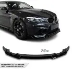 CS-style Front bumper Lip for BMW M2 F87 (16-21), glossy black - EXTRA-STRONG VERSION
