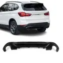 Aero Rear Bumper Diffuser for BMW X1 F48 (15-22) with standard bumper, glossy black